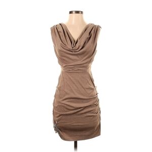 Bebe taupe cowl neck ruched mini dress